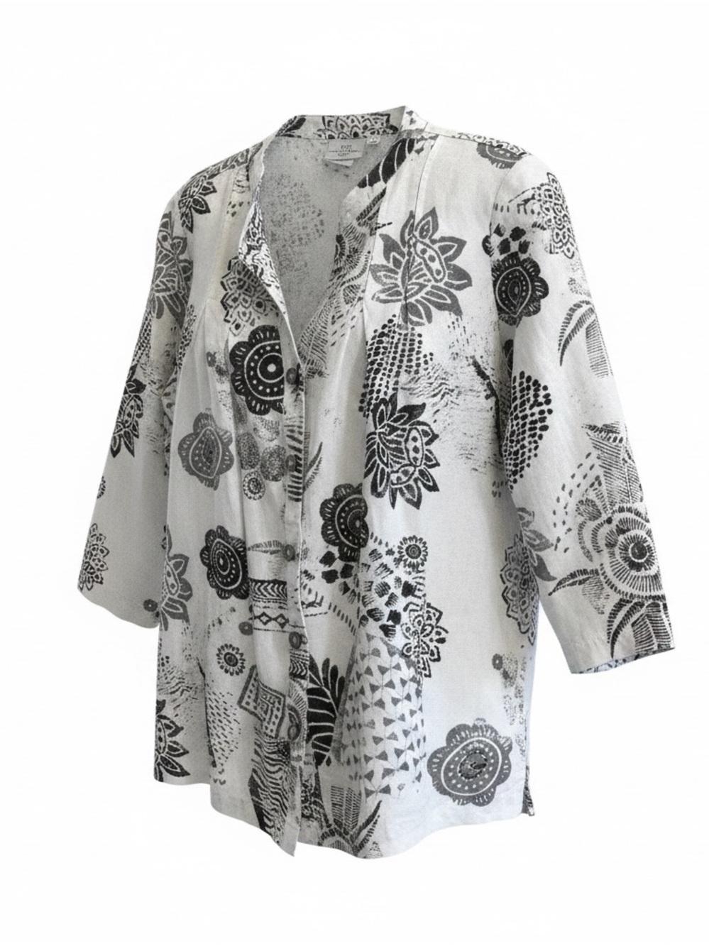 Hot Cotton Black & White Floral-Print Tunic